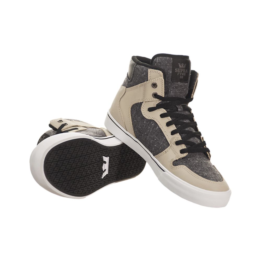 Baskets Montantes Supra Vaider Kaki Peyote/Black-White Homme | WKD-83678592